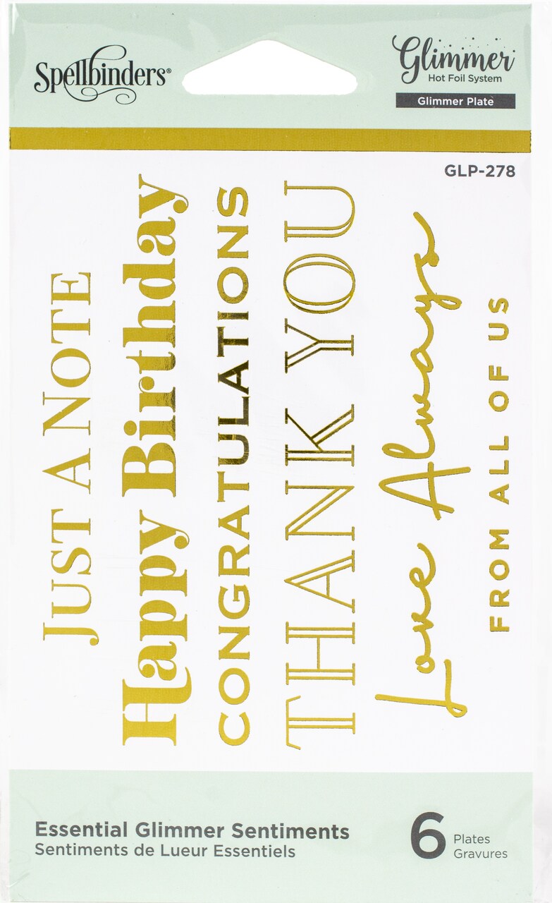 Spellbinders Glimmer Hot Foil Plate-Essential Glimmer Sentiments